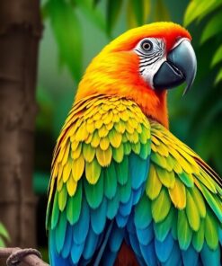 Golden Realistic Canopy Macaw Paint By Numbers