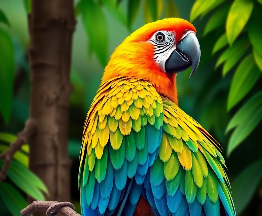 Golden Realistic Canopy Macaw Paint By Numbers Kit completed