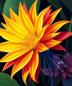 Golden Strelitzia Sunburst Bloom Paint By Numbers