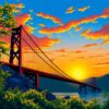 Golden Suspension Bridge Sunset Paint By Numbers