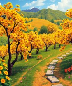 Golden Tropic Orchard View Paint By Numbers