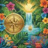 Golden Tropical Compass Paint By Numbers
