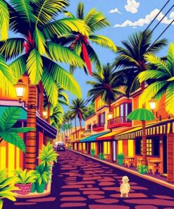 Golden Tropical Street Art Paint By Numbers