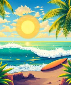 Golden Tropical Surf Rental Paint By Numbers