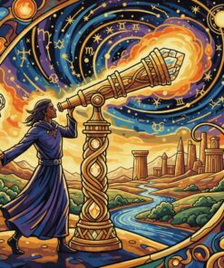 Golden Zodiac Telescope Gaze Paint By Numbers