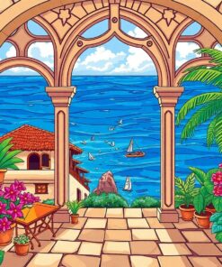 Gothic Arch Tropical Bay Paint By Numbers
