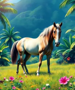 Grazing Tropical Equine Paint by Numbers