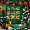 Green Velvet Vintage Christmas Paint By Numbers