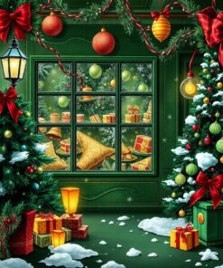 Green Velvet Vintage Christmas Paint By Numbers
