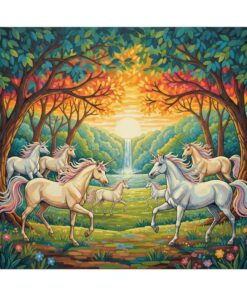 Grove Of Realistic Unicorns Paint By Numbers