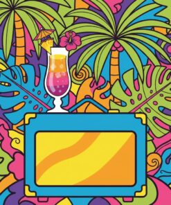 Guitar Amp Tropical Drink Paint By Numbers