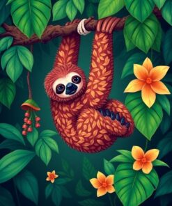 Tropical Sloth Paint Numbers