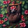 Hanging Antique Tropical Sloth Paint By Numbers