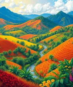 Harvesting Tropical Impressionist Valleys Paint By Numbers