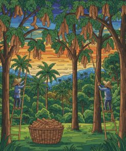 Harvesting Tropical Tamarind Pods Paint By Numbers