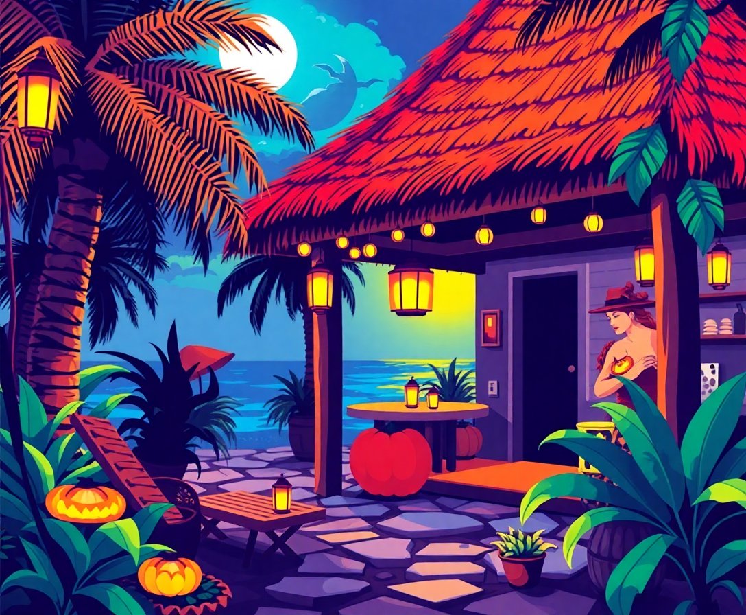 Haunting The Tropical Cabana Paint By Numbers Kit completed