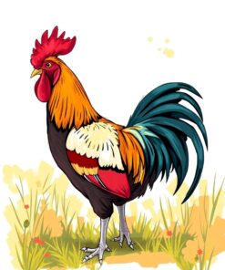 Rooster Sketch Paint Numbers