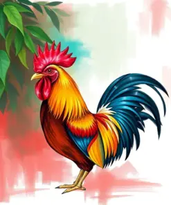 Havana Morning Rooster Sketch paint by numbers