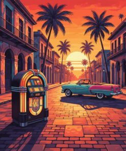 Havana Sunset Jukebox Shadows Paint By Numbers