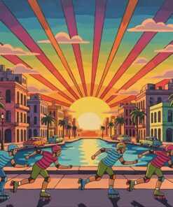 Havana Sunset Skate Race Paint By Numbers