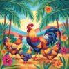 Hens Beneath Tropical Palms Paint By Numbers