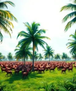 Herd Beneath Coconut Palms Paint By Numbers
