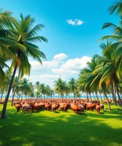 Herd Beneath Coconut Palms Paint By Numbers