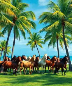 Herd Beneath Coconut Palms Paint By Numbers