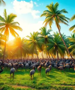 Herd Beneath Coconut Palms Paint By Numbers