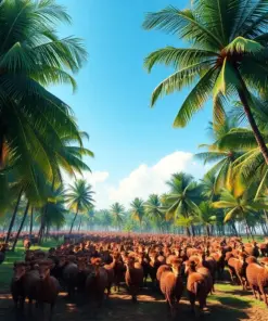 Herd Beneath Coconut Palms Paint By Numbers