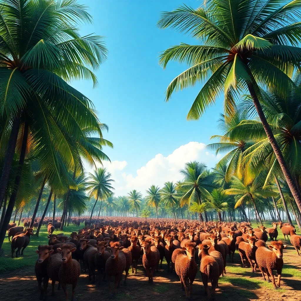 completed artwork display Herd Beneath Coconut Palms Paint By Numbers