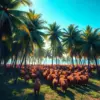 Herd Beneath Coconut Palms Paint by Numbers