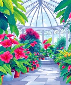 Heritage Monstera Conservatory Scene Paint By Numbers
