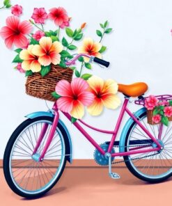 Hibiscus Basket Retro Bike Paint By Numbers