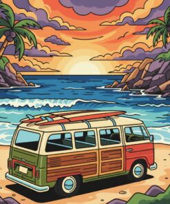 Hidden Cove Surf Wagon Paint By Numbers