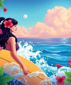 Hidden Hibiscus Surfer Girl Paint By Numbers