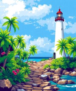Island Lighthouse Paint Numbers