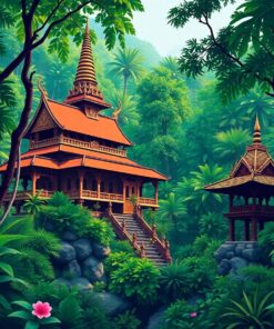 Jungle Monastery Paint Numbers