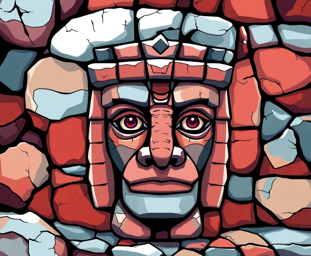 Hidden Mesoamerican Stone Face Paint By Numbers Kit completed