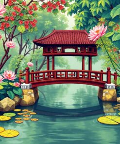Hidden Teak Lotus Bridge Paint By Numbers
