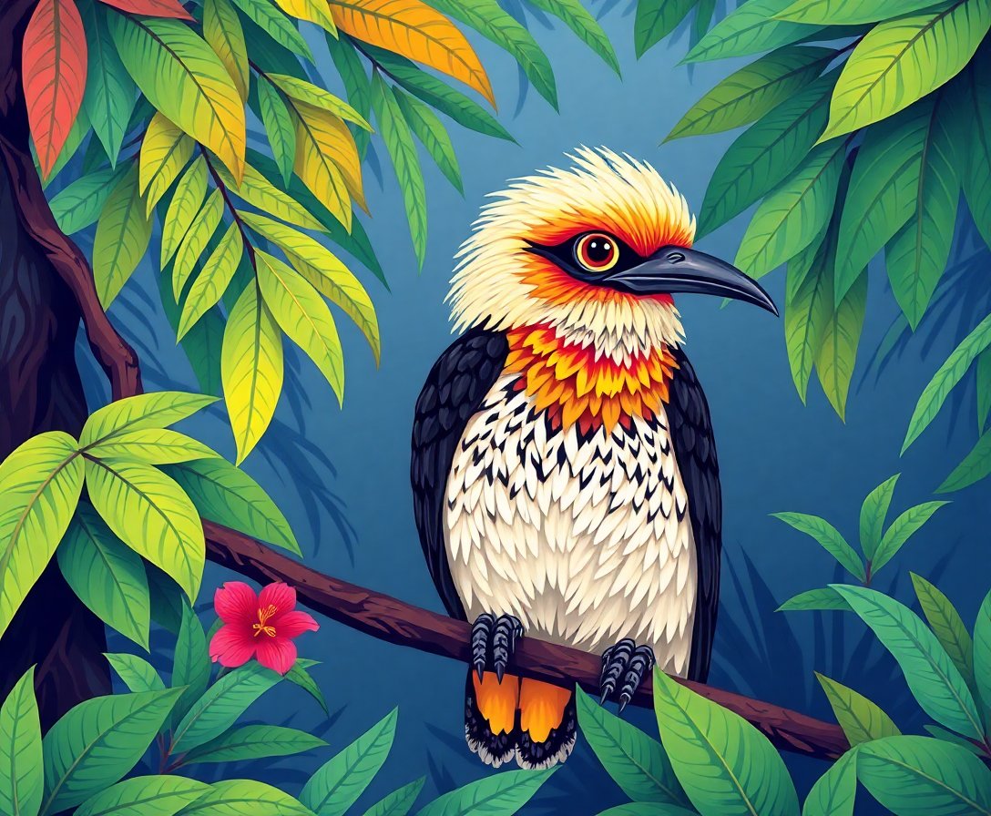 Hidden Tropical Canopy Potoo Paint By Numbers Kit completed