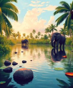 Elephant Lagoon Paint Numbers