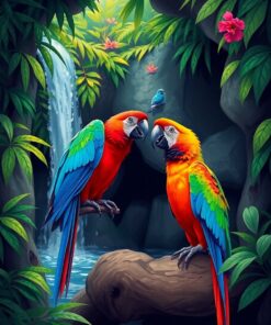 Bathing Macaws Paint Numbers