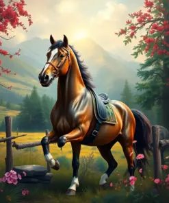 Highland Equestrian Scene paint by numbers