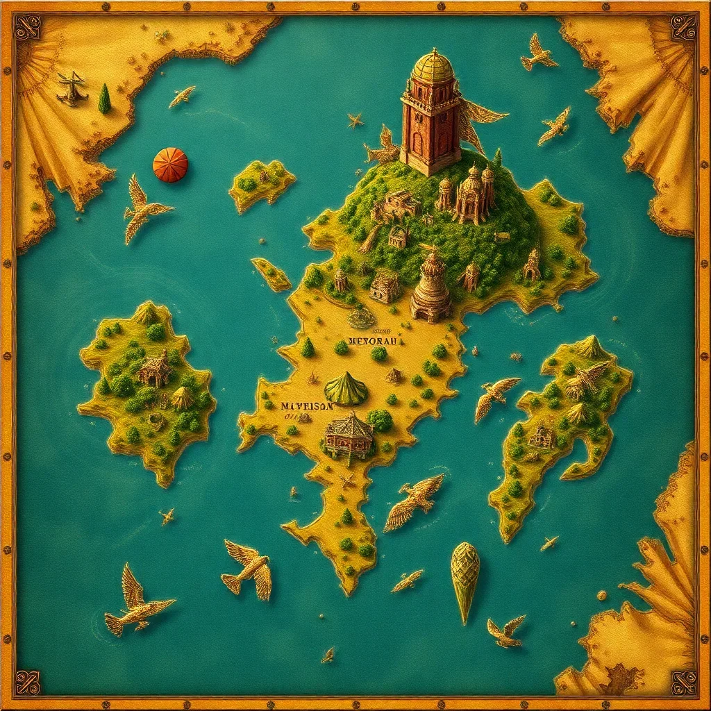 Historic Island Nymph Map Paint By Numbers Kit - Vintage Art completed