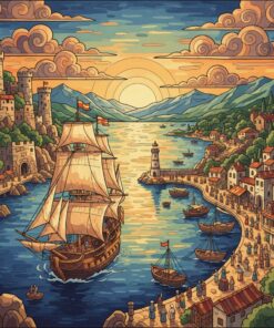 Historic Port Town Arrival Paint By Numbers