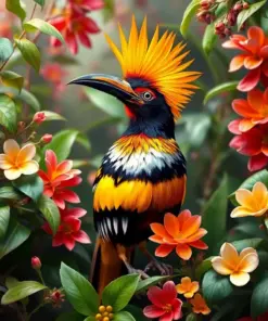 Hoatzin Amidst Tangled Flora paint by numbers