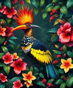 Hoatzin Amidst Tangled Flora Paint By Numbers