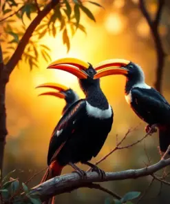 Hornbills In Evening Light paint by numbers