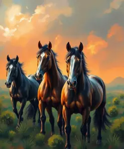 Horses Await The Monsoon Paint By Numbers